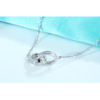 Sterling Silver Double Rings Charm Necklace